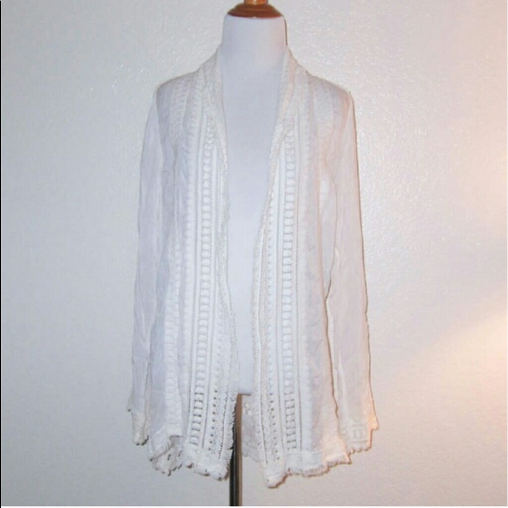 Johnny Was Off-White Lace Cardigan